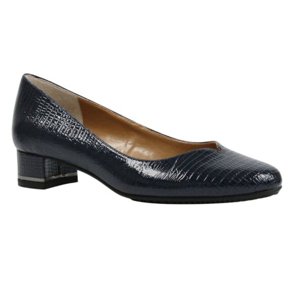 J. Renee Bambalina Lizard Print Patent Navy Blue Pump Shoe Sz 12 - Picture 1 of 10